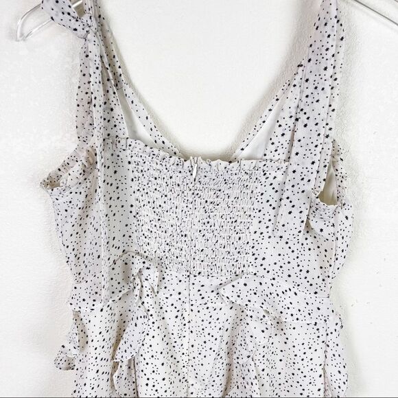 Storia Smocked Ruffle Star Print Mini Dress Medium - Picture 7 of 9